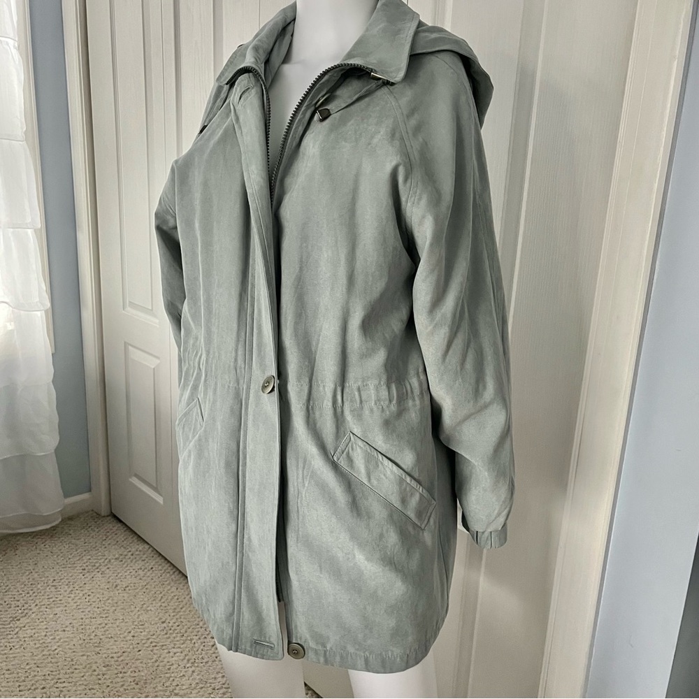 London Fog Jacket S Light Blue Coat Removable Hood Pockets Zip up soft - Picture 3 of 9